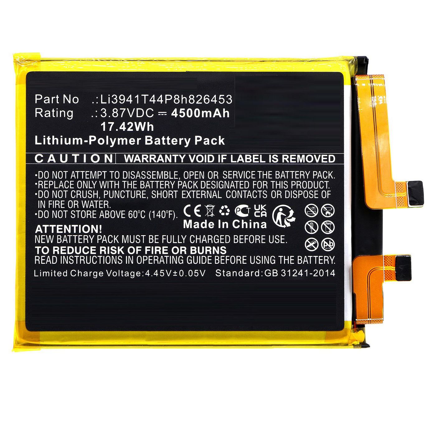 Battery 17.42Wh 3.87V 4500mAh 