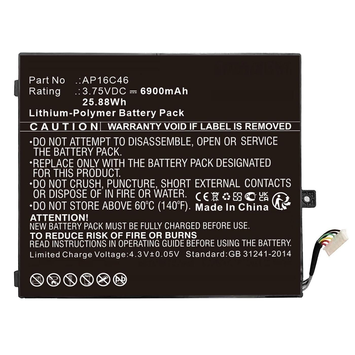 Battery 2.96Wh 3.7V 800mAh