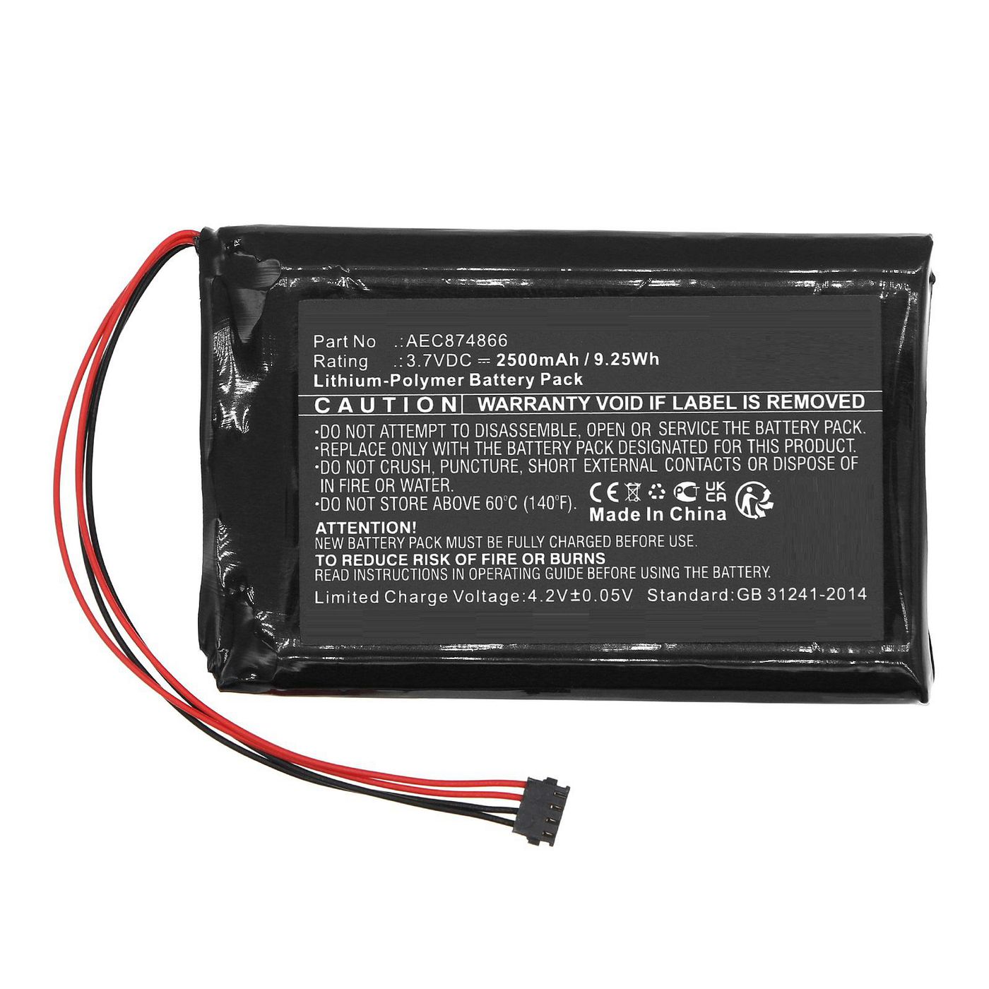 Battery 3.7V 2500mAh 9.25Wh 