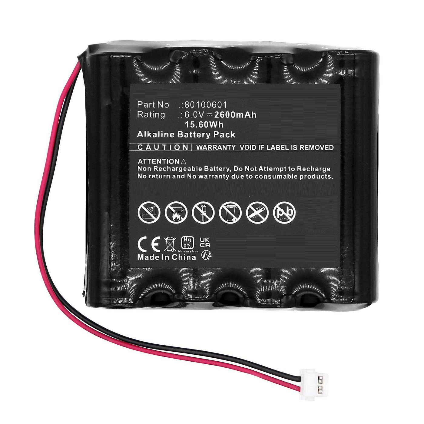 Battery 6.0V 2600mAh 15.60Wh 