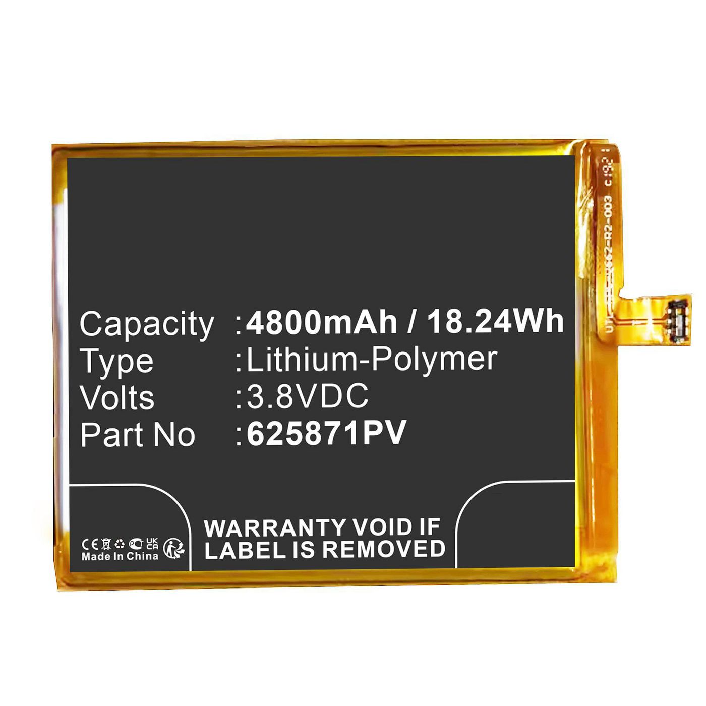 Battery 3.8V 4800mAh 18.24Wh