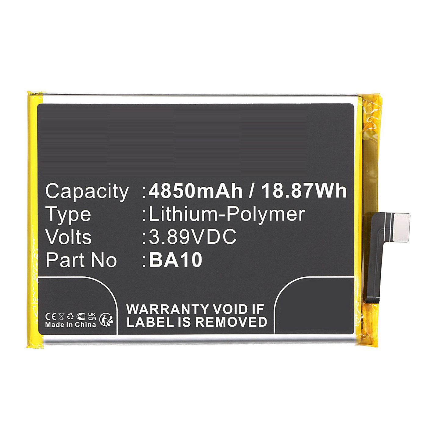 Battery 3.89V 4850mAh 18.87Wh 