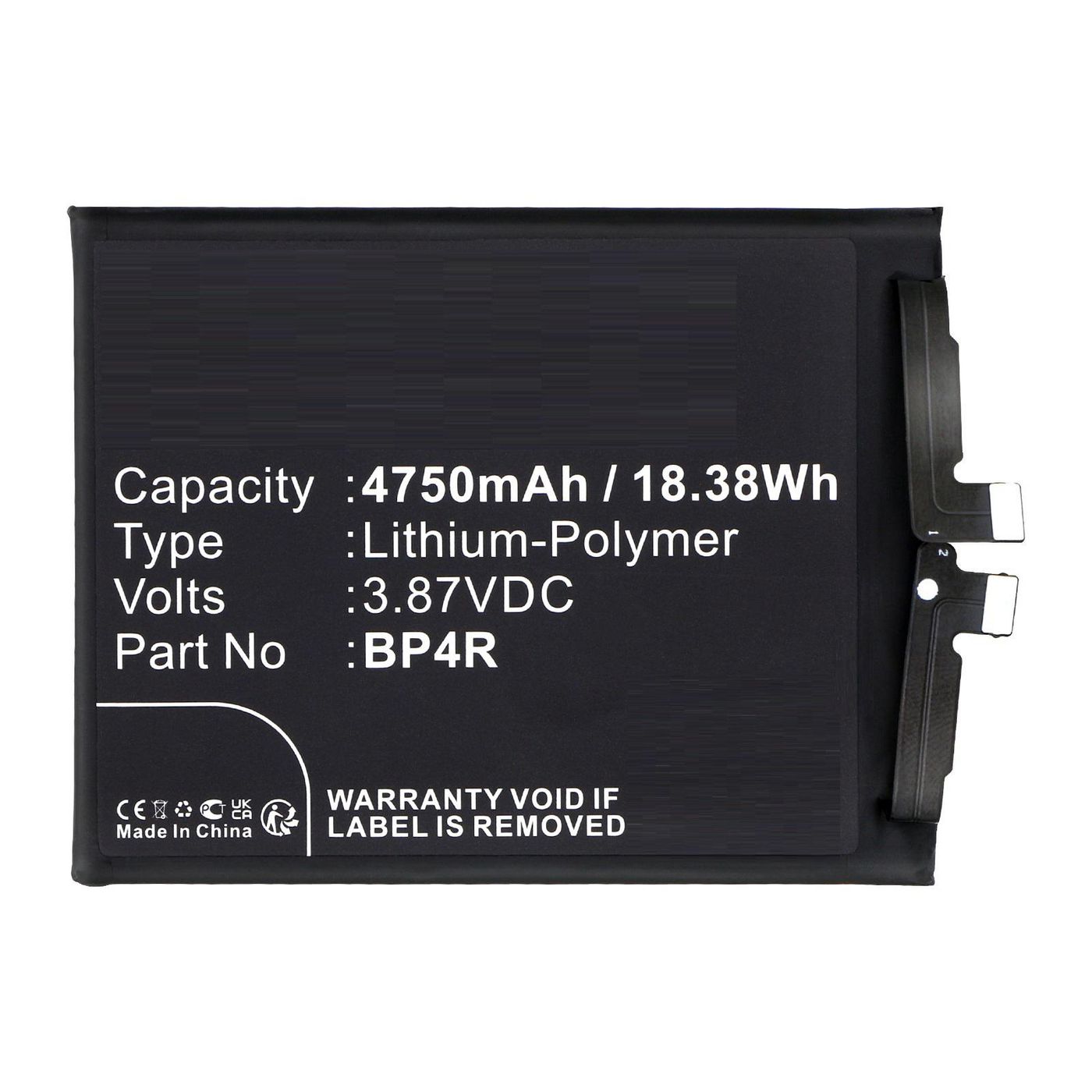 Battery 3.87V 4750mAh 18.38Wh 