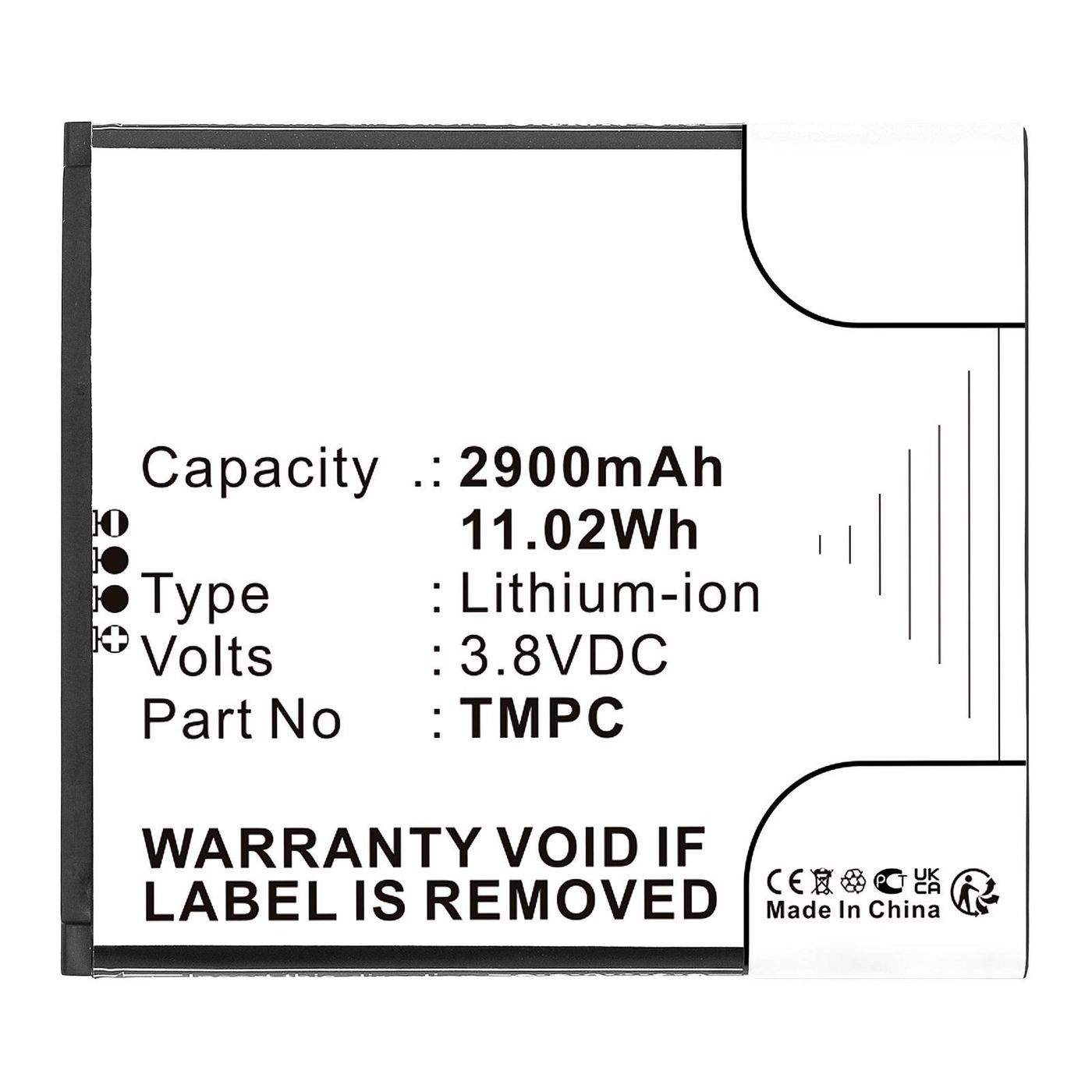 Battery 3.8V 2900mAh 11.02Wh 