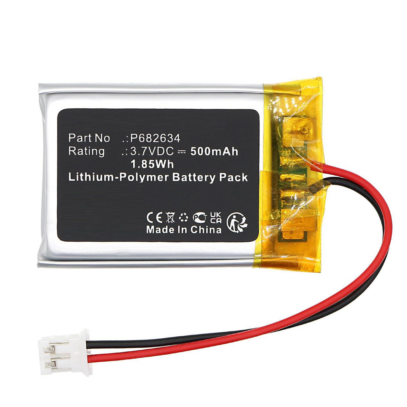Battery 3.7V 500mAh 1.85Wh 