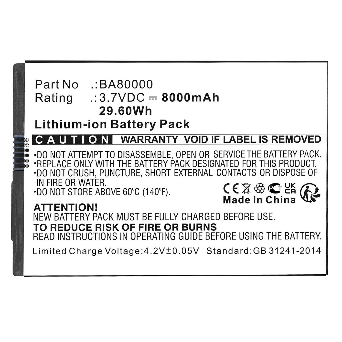 Battery 3.7V 8000mAh 29.60Wh