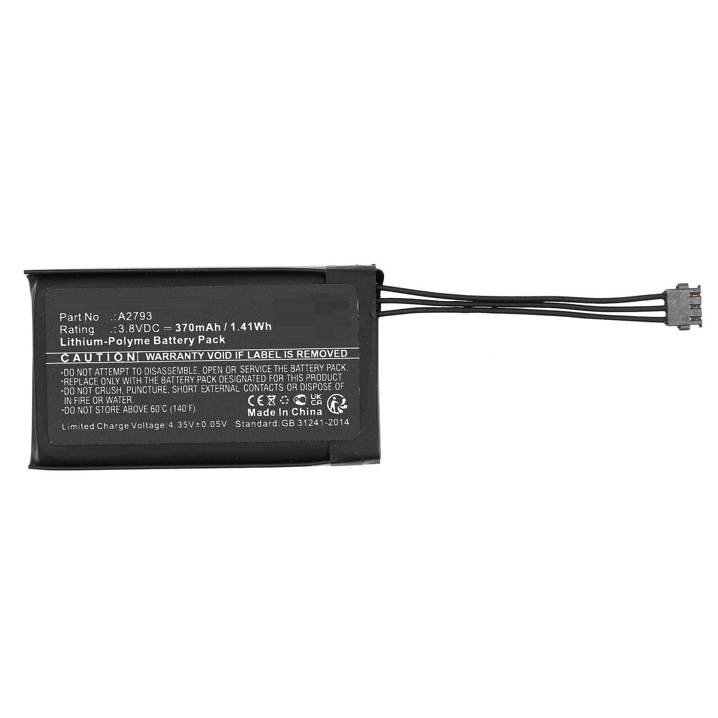 Battery 3.8V 370mAh 1.41Wh