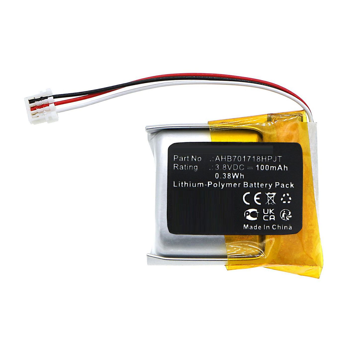Battery 3.8V 100mAh 0.38Wh 