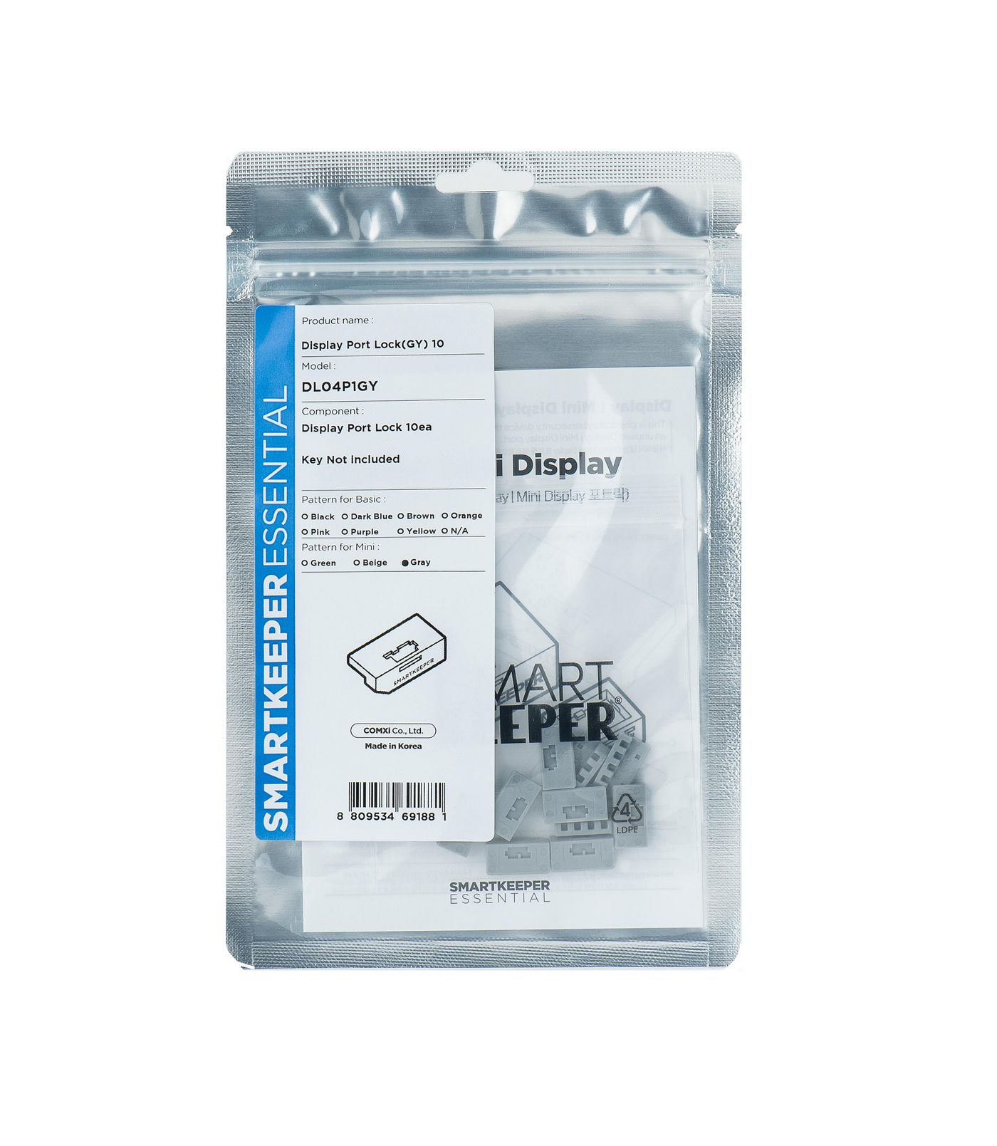 Port Blocker Displayport Grey 