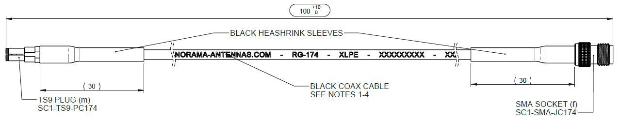 SMA SOCKET (f) - TS9 PLUG (m) 