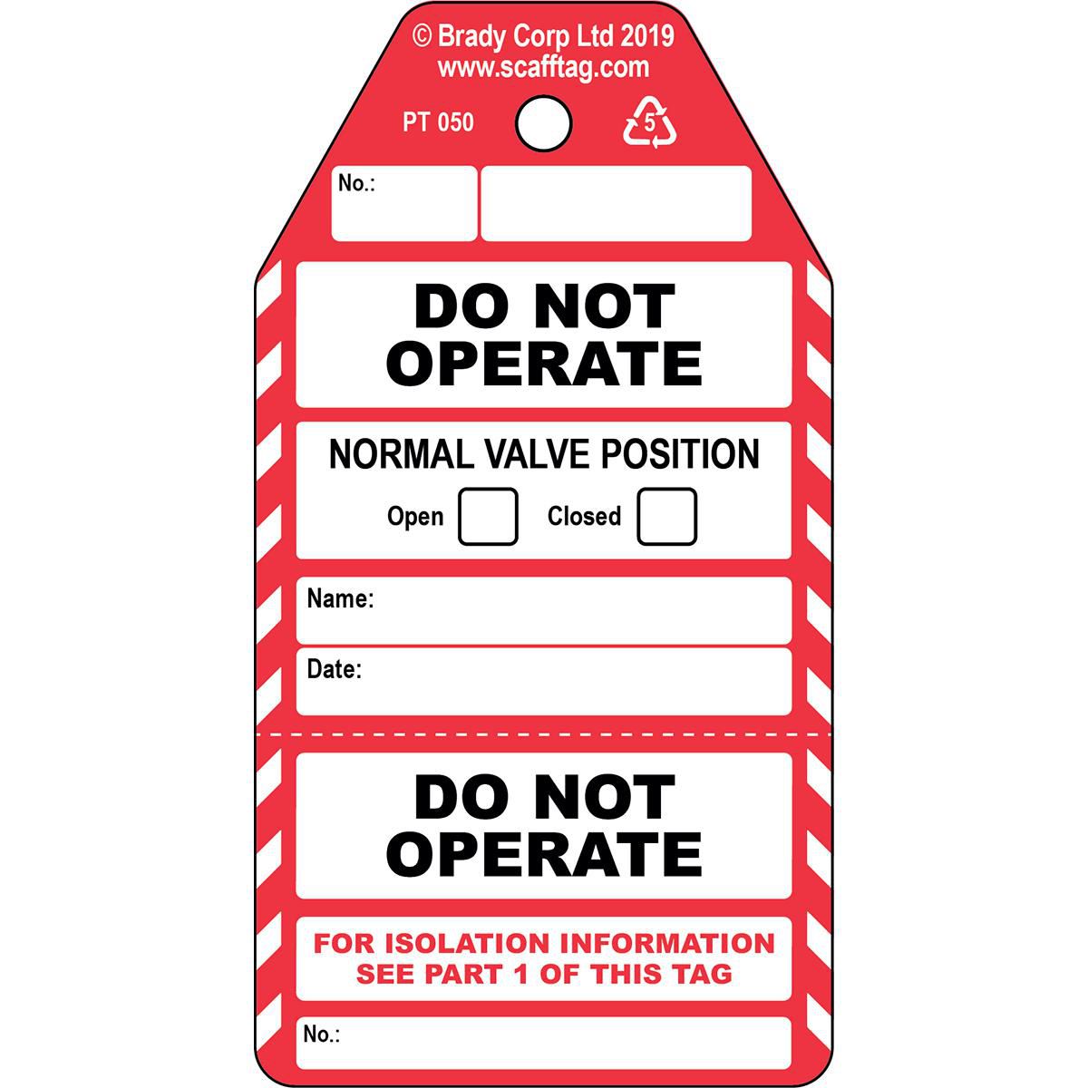 CLOSED (valve) information tag