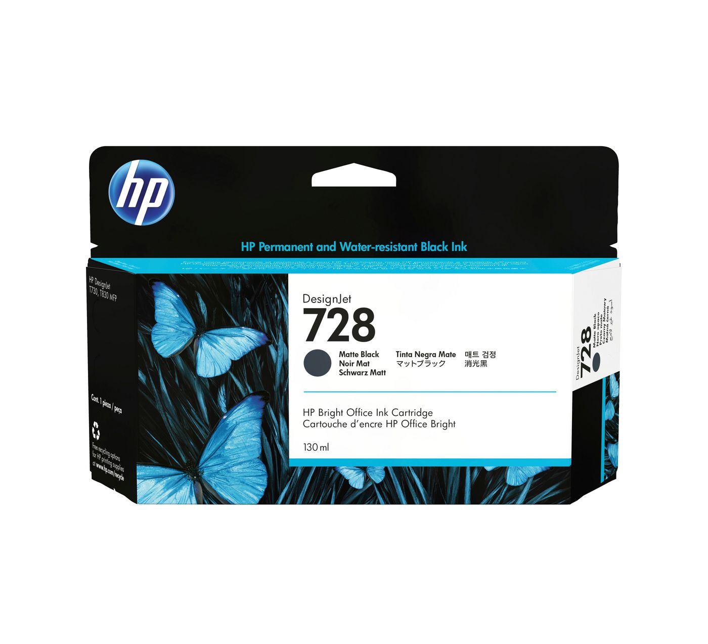 HP 728 130ML MATTE BLACK INK CARTRIDGE