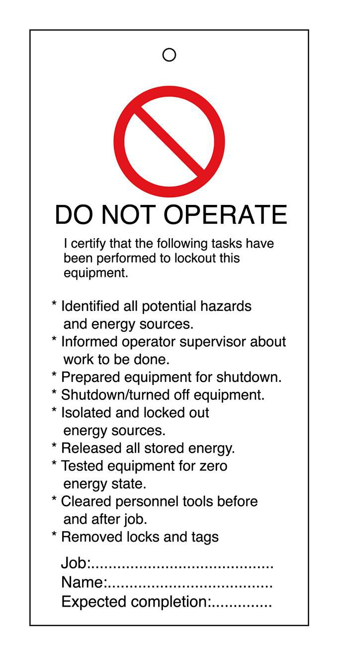 Tagout: Warning Tags