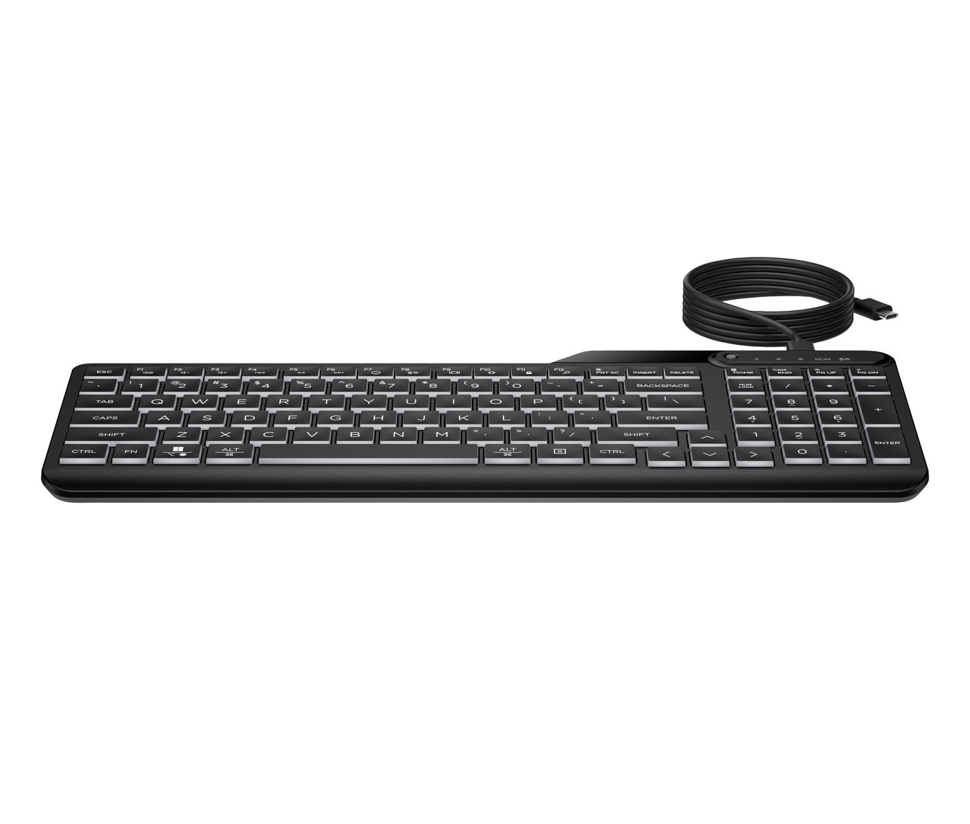 Wired backlit keyboard with 