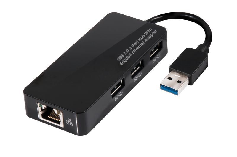 USB 3.0 Hub 3-Port w/GbE