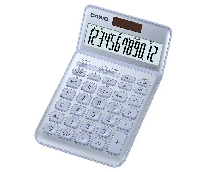 Калькулятор настільний 12 розрядів блакитний Casio (JW-200SC-BU-W-EP)