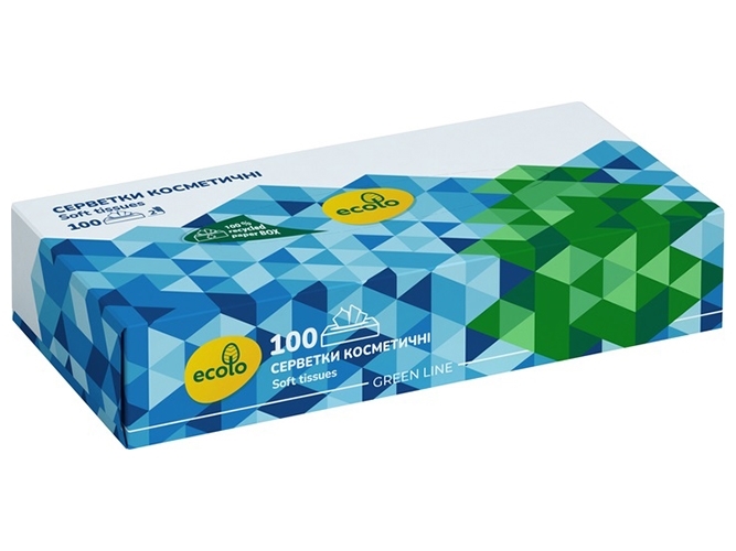 Серветки косметичні 100 арк, 2 шари, білі пенал Ruta Ecolo (58770229_4820202896425)