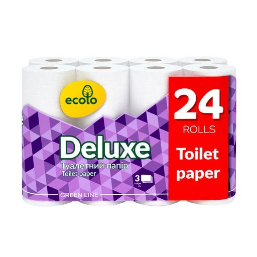 Папір туалетний Deluxe 24 рулони, 3 шари, білий Ruta Ecolo (58770431)