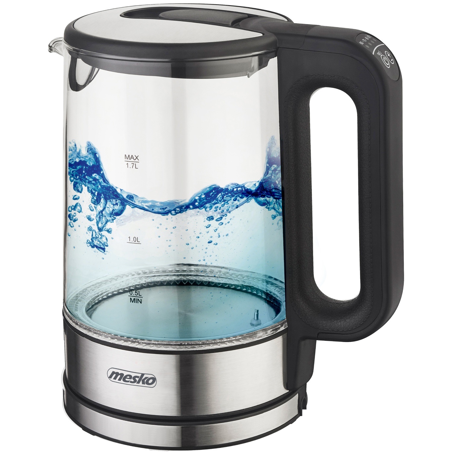 Електрочайник Mesko MS 1301 black 1850-2200Вт/ 1.7л/ скло/ встановлення температури