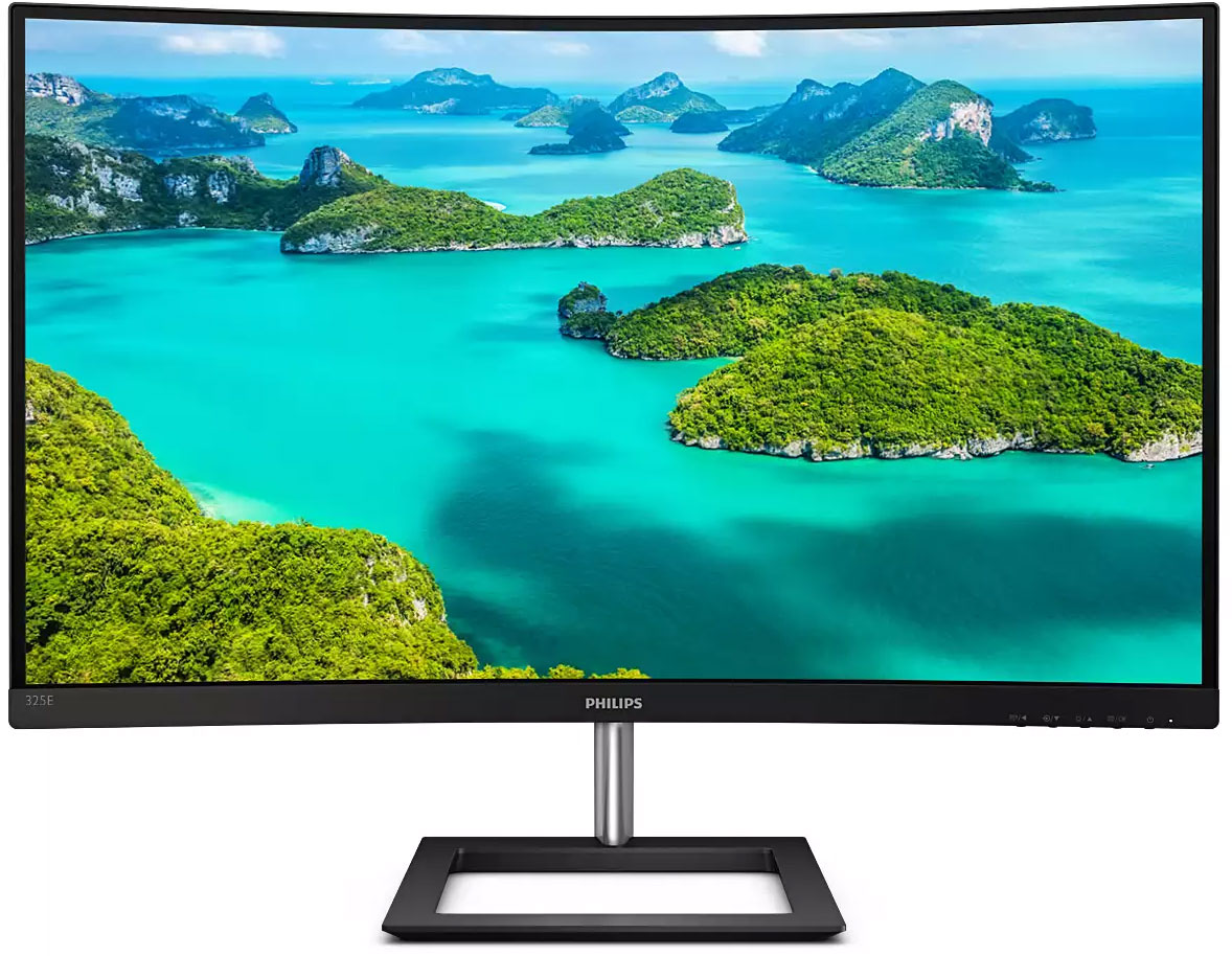 TFT 31.5" Philips 325E1C, VA, QHD, вигнутий, VGA, HDMI, DP, чорний з сріблястим