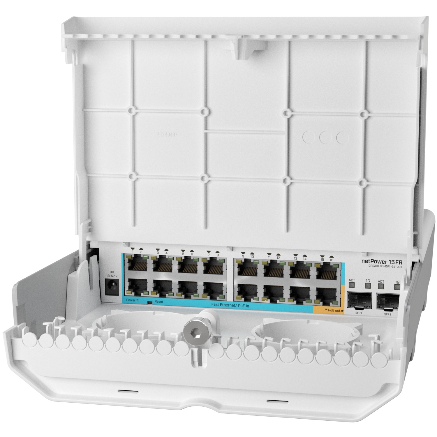 Комутатор Mikrotik CRS318-1Fi-15Fr-2S-OUT, 16х10/100 Ethernet ports, 2хSFP ports