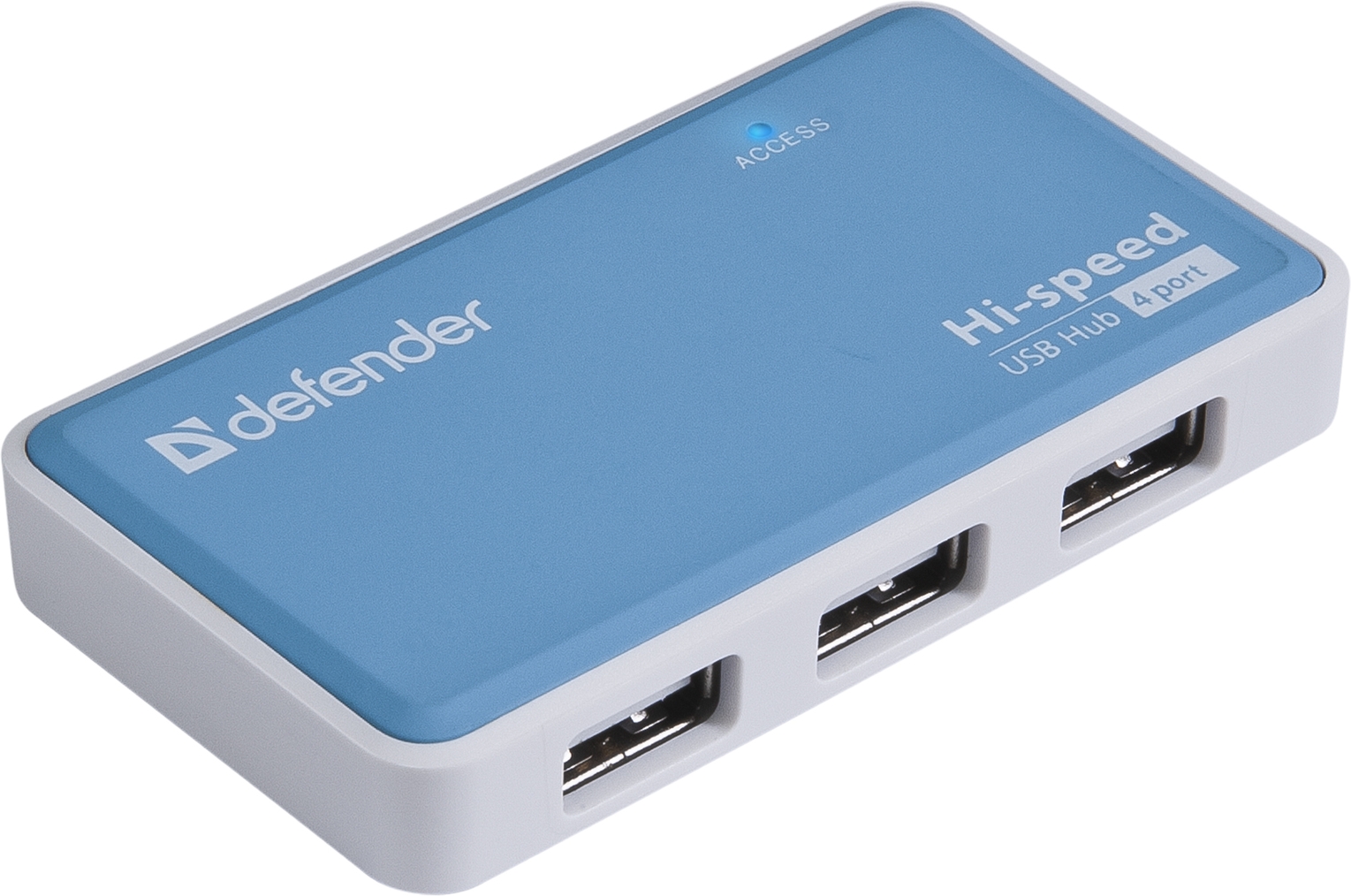 Хаб USB 2.0 -> 4xUSB 2.0 active, White-Blue Defender