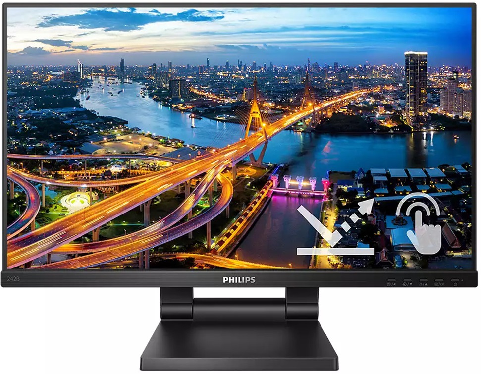TFT 23.8" Philips 242B1TC, IPS, сенсорний (10 дотиків), VGA, DP, HDMI, USB,  HAS, колонки, чорний