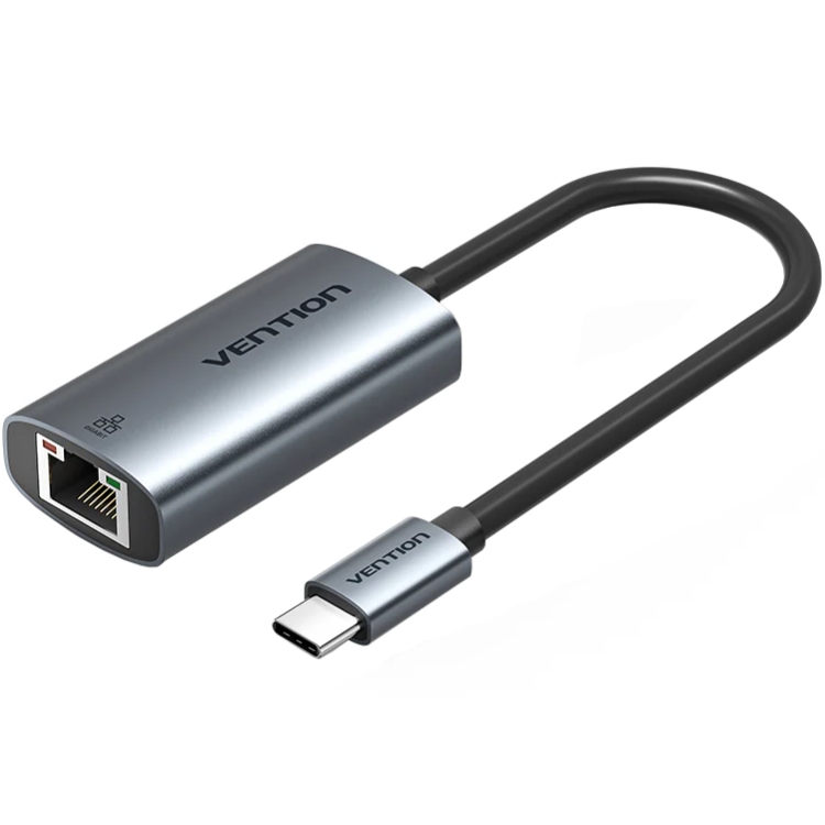 Перехідник USB 3.1 Type-C --> Ethernet RJ45 1000Mb чорний Aluminum Alloy Type Vention