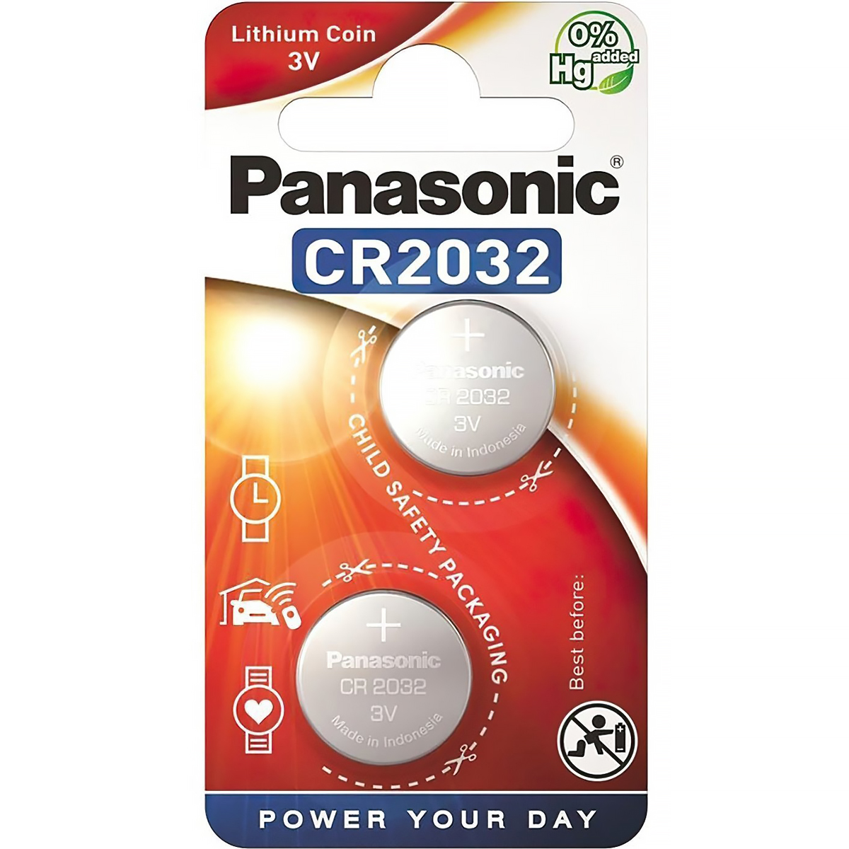 Батарейка CR 2032, LITHIUM, Panasonic, Bli 2 pcs