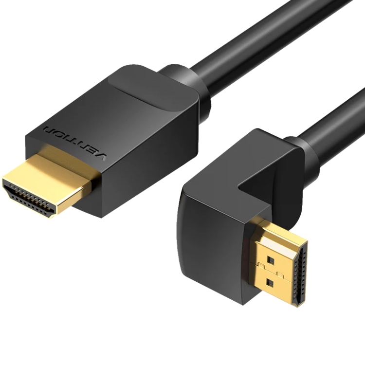 Кабель HDMI M - M, 1.5м, V2.0, 4K 60Гц, кут 270°,  PVC, чорний Vention