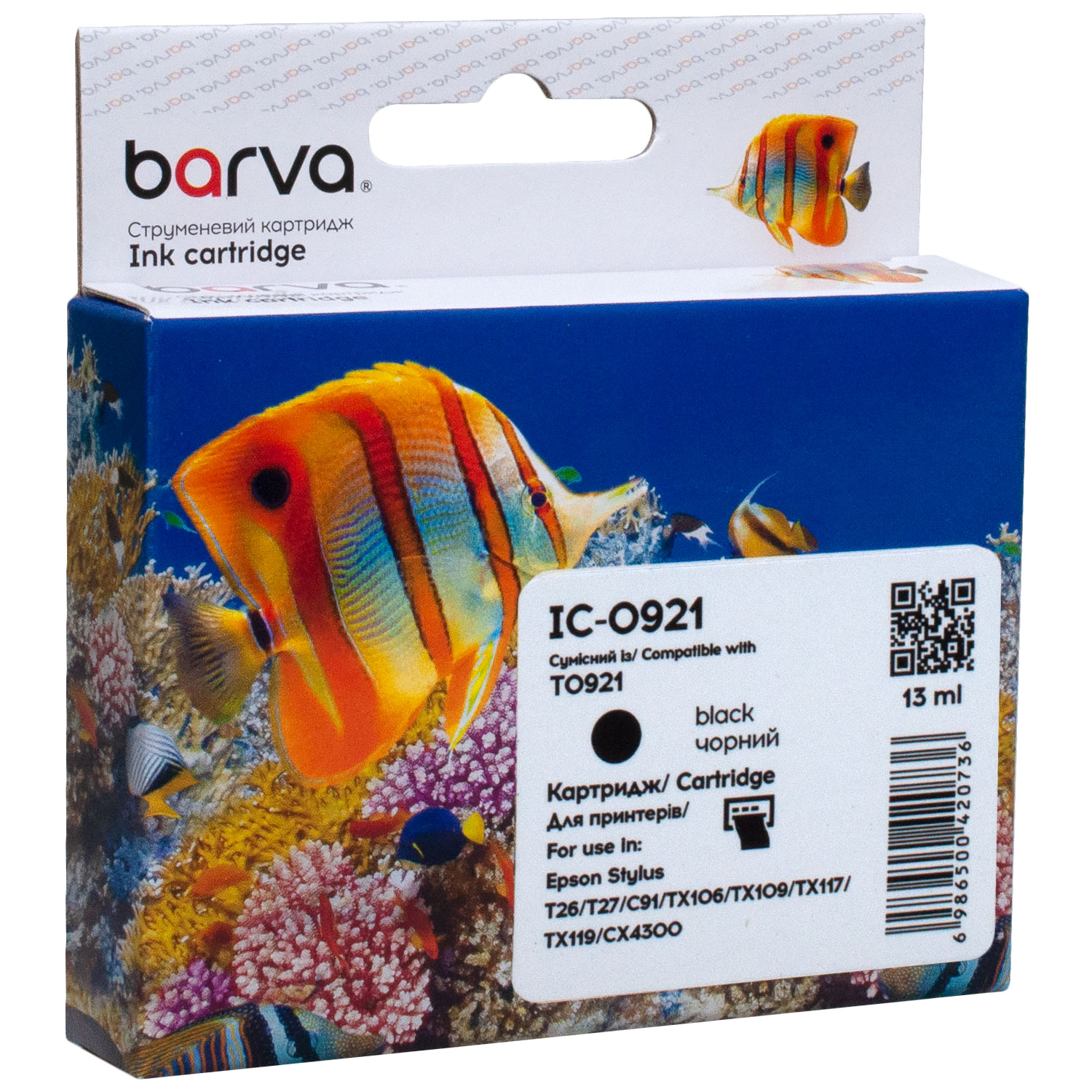 Картридж сумісний Epson T0921/T1081 (C13T10814A10) 260 арк, чорний Barva (IC-0921)