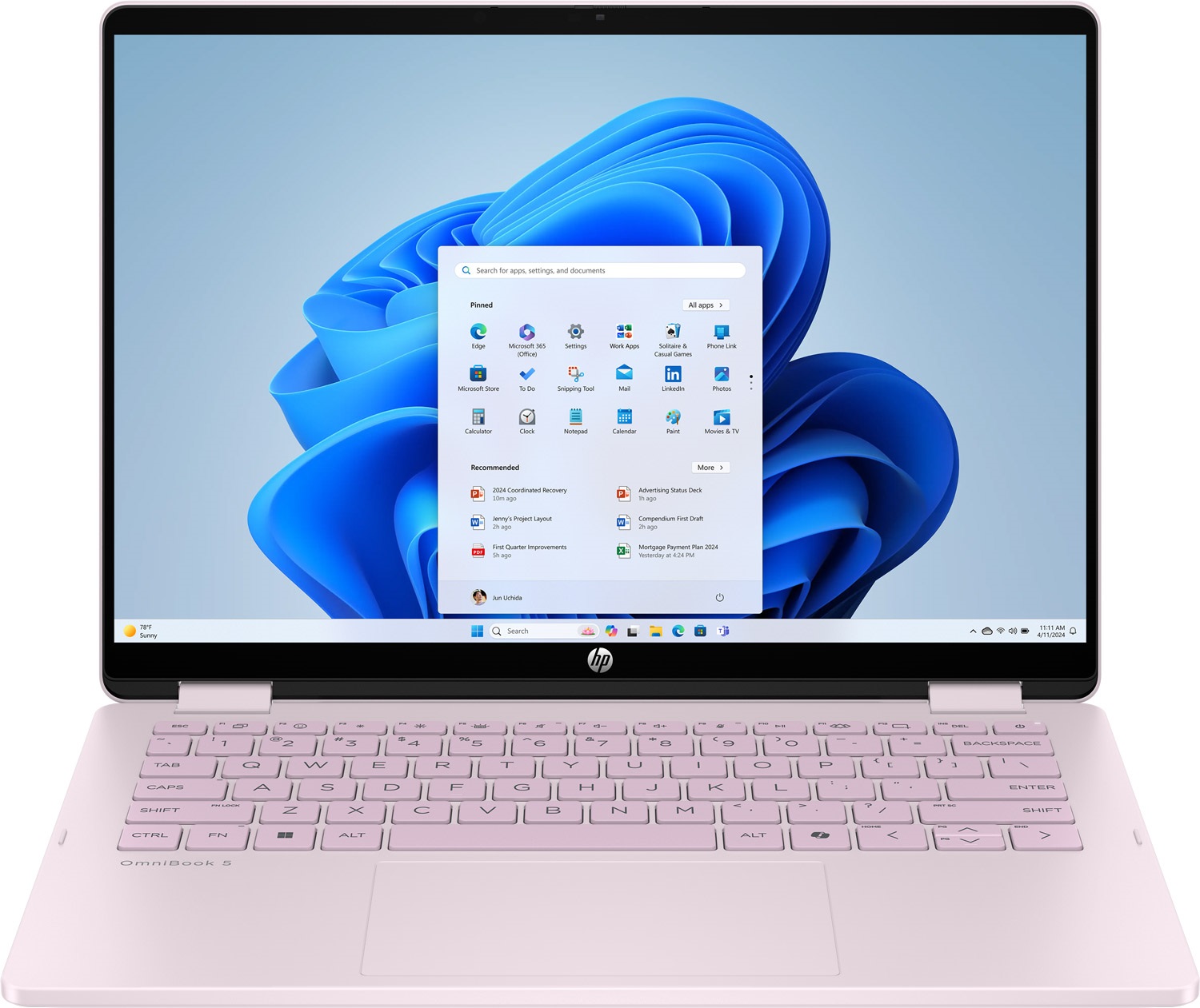 HP OmniBook 5 Flip x360 14-fp0032ua 14"2K IPS Ts,300n/Core3-100U/8Gb/SSD512Gb/IntGr/DOS/Рожевий