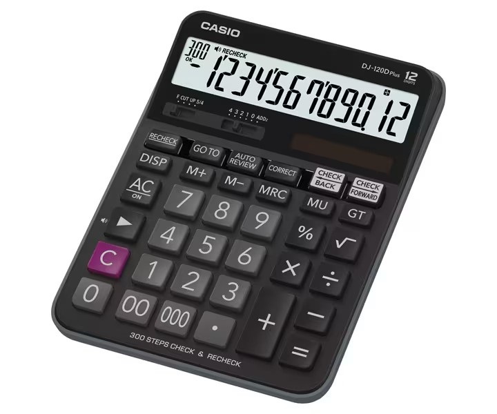 Калькулятор настільний 12 розрядів чорний Casio (DJ-120DPLUS-W-EP)