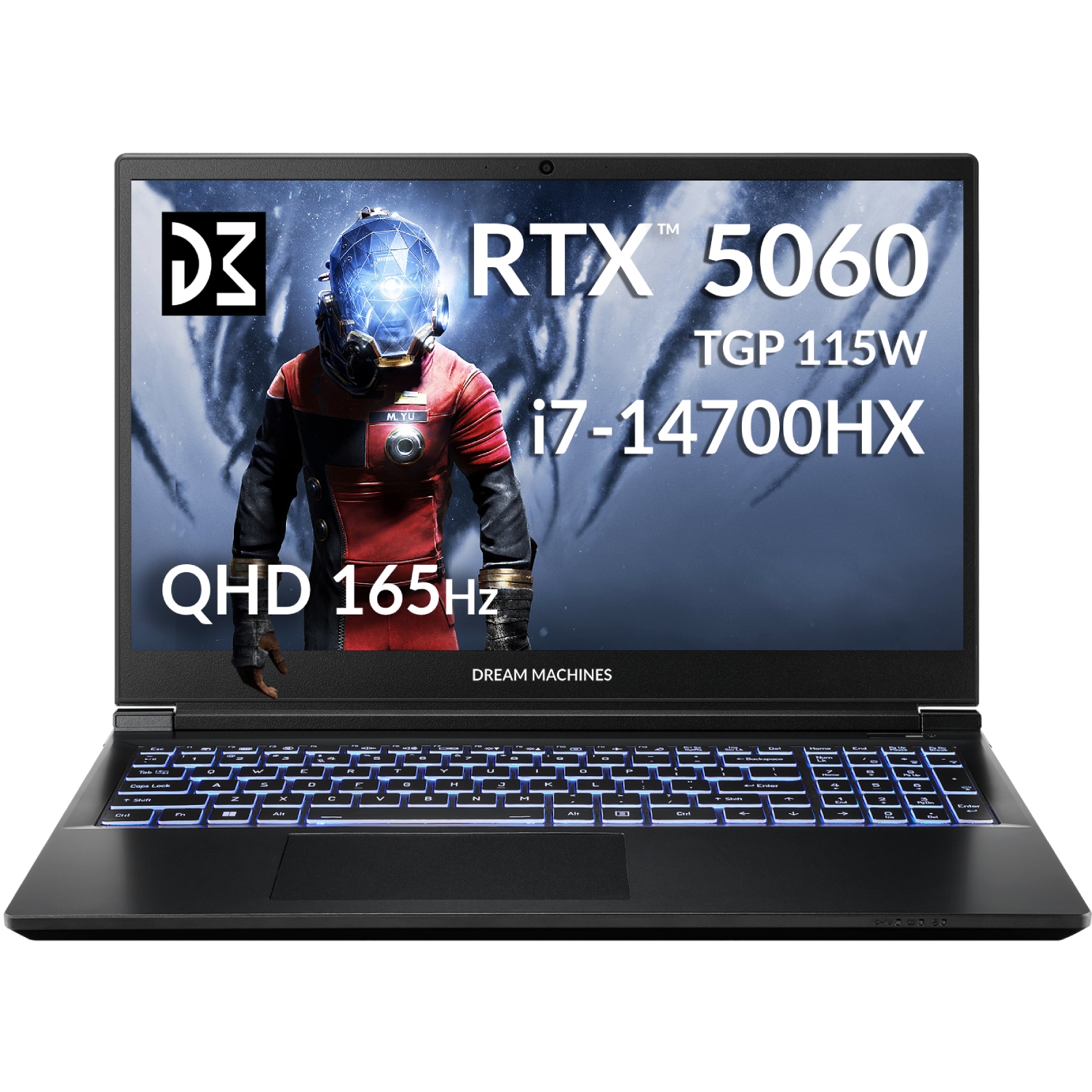 Dream Machines RG5060-15UA21 15.6” QHD 144Hz/i7-14700HX/32 GB/SSD 1TB/RTX5060/GLAN/DOS