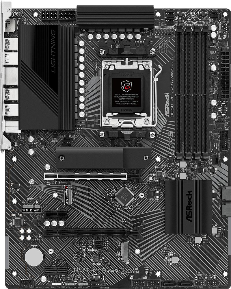 ASRock B650 PG LIGHTNING (AM5/B650, 4*DDR5, 2xPCIex16, HDMI, 4xSATA, 3xM.2, 2.5GLan, 7.1ch, ATX)