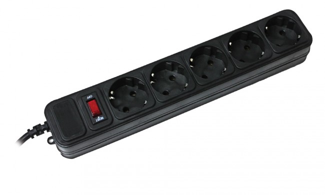 Power filtr 4.5м Gembird, 5 розеток, чорний