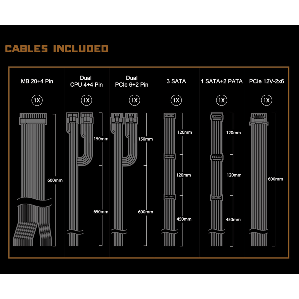 Блок живлення 750W, 80 Pluse BRONZE, PCIe 5.1 Read y, Built-in 5V BOOST function, Golf-blade 120mm Fa CL-750B