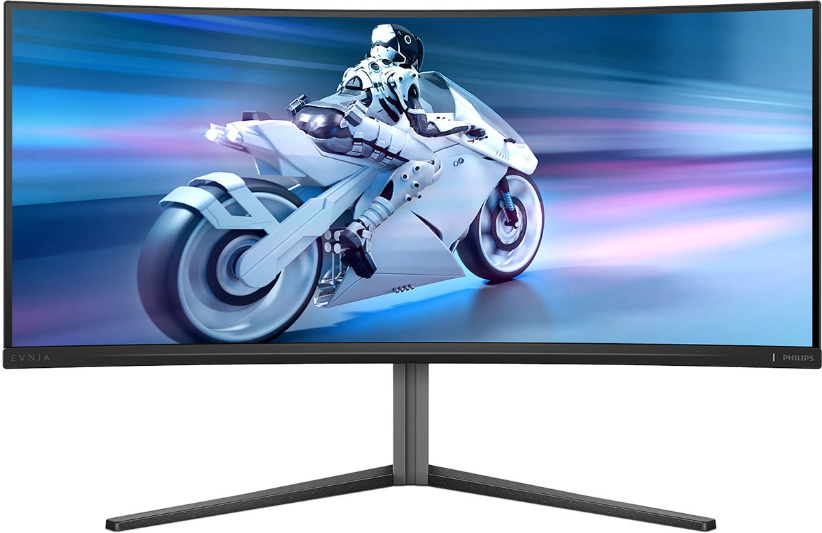 TFT 34" Philips 34M2C6500, QD-OLED, UWQHD, 175hz, вигн, 2xHDMI, DP, USB-hub, HAS, cинювато-сір
