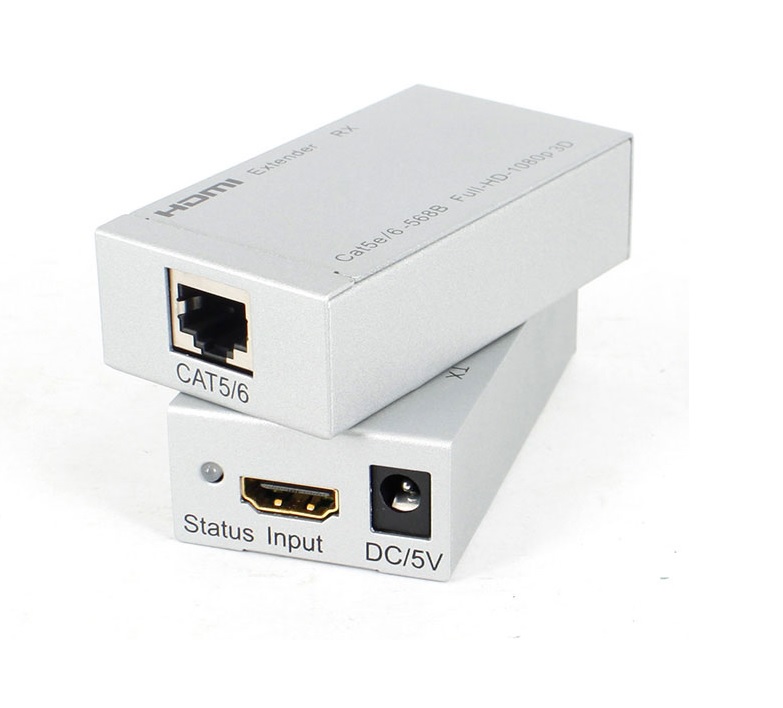 Подовжувач HDMI по кабелю UTP до 60м з БЖ 3D, (RX/TX) RTL