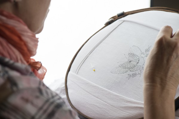Hand Embroiderer at the Museum Appenzell