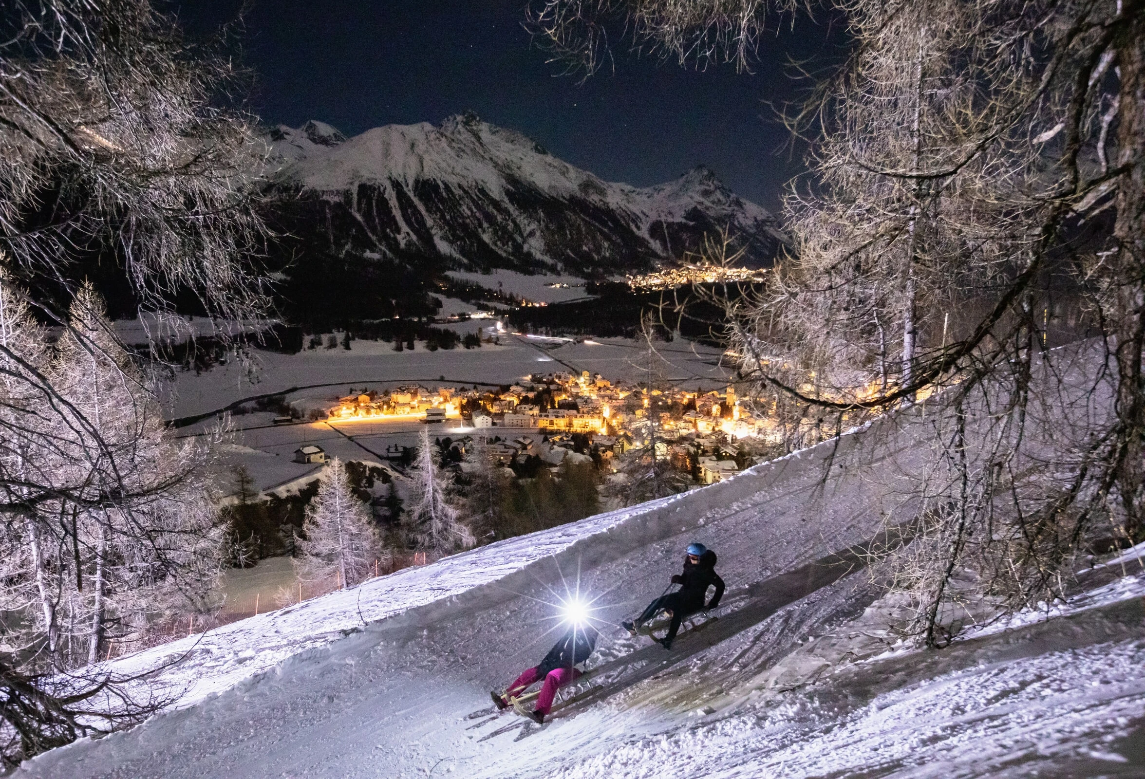 Nachtschlitteln en Celerina