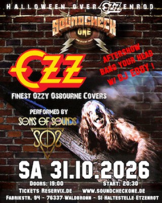 OZZ Halloween Night – Tributo a Ozzy por SONS OF SOUNDS + DJ Eddy Aftershow Party