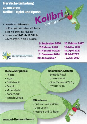 Kolibri-Treff (2. Kindergarten bis 6. Klasse)