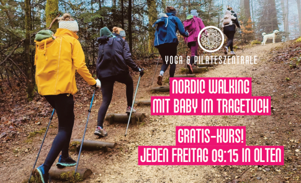 Nordic Walking mit Baby im Tragetuch