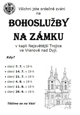 Letní bohoslužby na zámku Vranov nad Dyjí