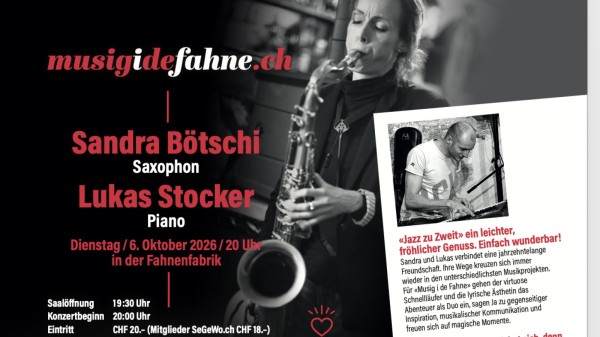 Jazz for Two: Sandra Bötschi (Saxophone) Lukas Stocker (piano)