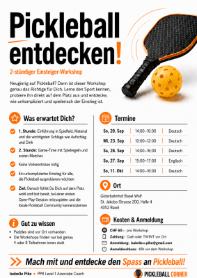 2-Hour Pickleball Beginner Workshop in Basel