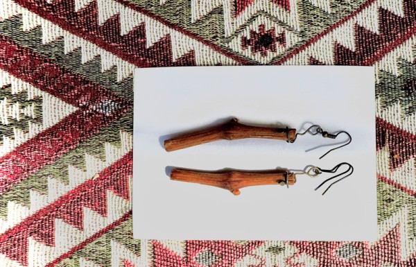 Earrings made from grapevines