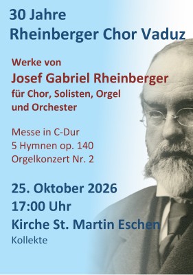 30 años de Rheinberger Chor Vaduz: Concierto de otoño con obras de J. G. Rheinberger