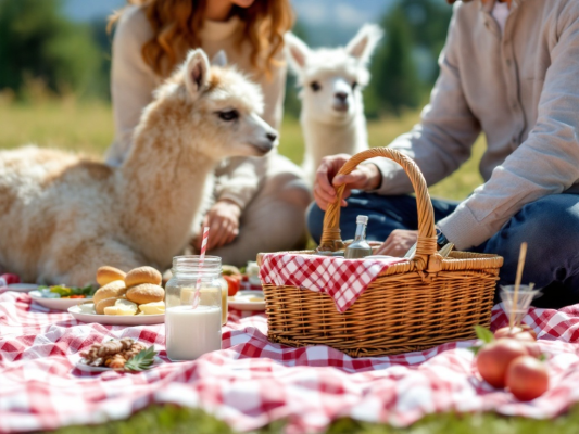 Picnic among alpacas